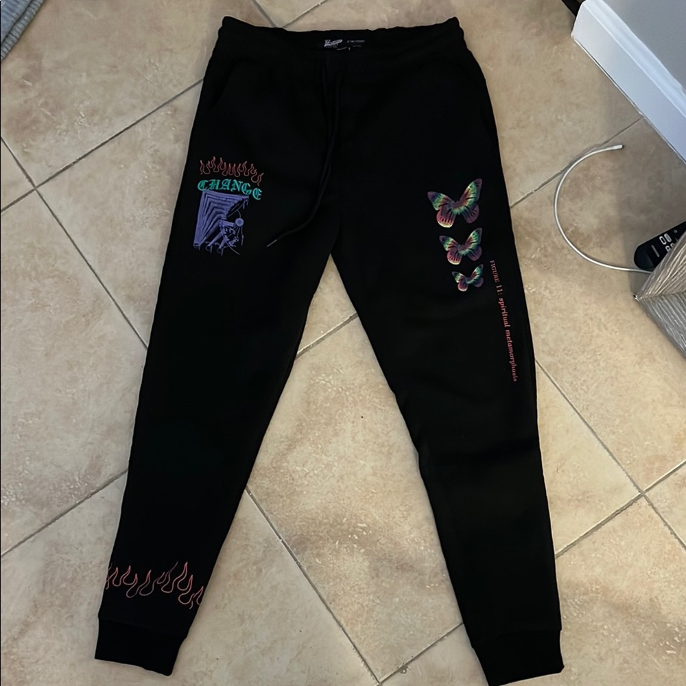 Black Joggers with Colorful Graphics